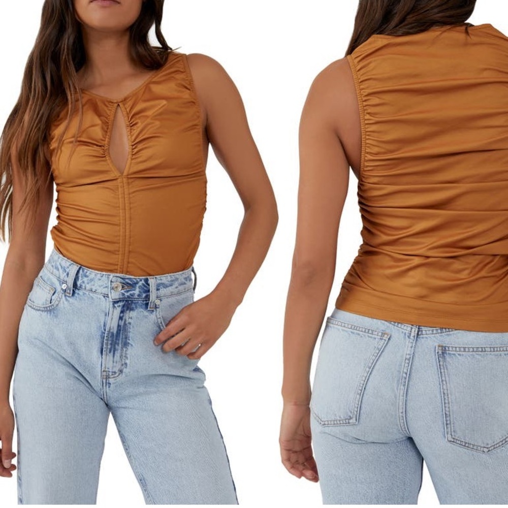 Free People Ride Along Ruched Crop Tank